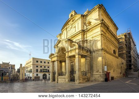 Malta - Church of St Catherine of Italy, Valletta at sunset