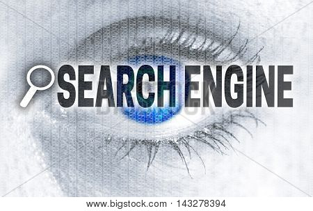 search engine eye looks at viewer concept.