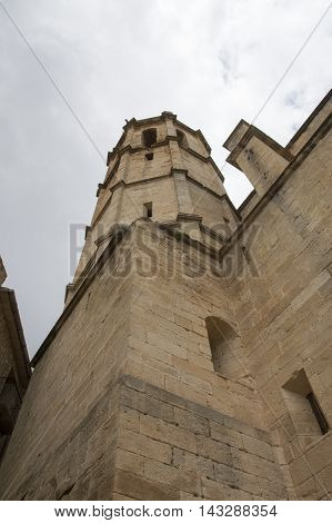The bell tower of Cretas in Teruel, Aragon, Spain.