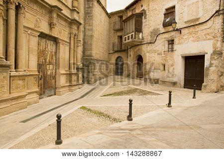 Church Square in Cretas in Teruel, Aragon, Spain.