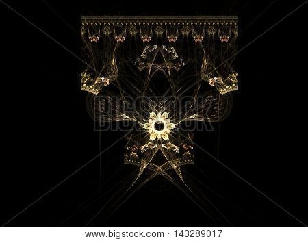 yellow flower with crown fractal on a black background in the center of the picture