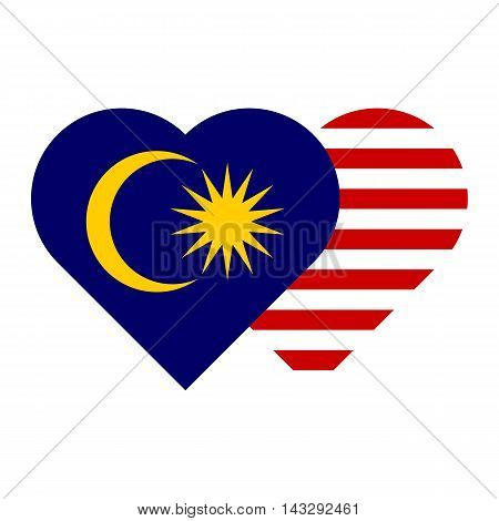malaysia flag heart shape sign/symbol vector illustration for independence day