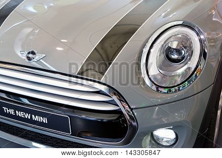 MUNICH GERMANY - 4 AUGUST 2015: The new MINI S with twinpower turbo engine presented at BMW World showroom in Munich Germany.