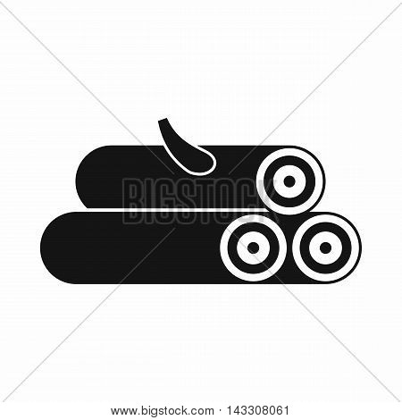 Wooden logs icon in simple style on a white background