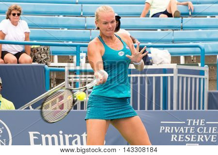 Mason Ohio - August 16 2016: Kiki Bertens in a match at the Western and Southern Open in Mason Ohio on August 16 2016.
