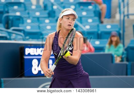 Mason Ohio - August 15 2016: Coco Vandeweghe in a first round match at the Western and Southern Open in Mason Ohio on August 15 2016.