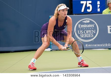 Mason Ohio - August 15 2016: Coco Vandeweghe in a first round match at the Western and Southern Open in Mason Ohio on August 15 2016.