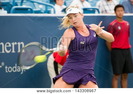 Mason Ohio - August 15 2016: Coco Vandeweghe in a first round match at the Western and Southern Open in Mason Ohio on August 15 2016.