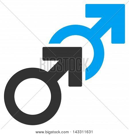 Gay Sex icon. Glyph style is bicolor flat iconic symbol with rounded angles, blue and gray colors, white background.