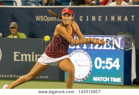 Mason Ohio - August 15 2016: Ana Ivonavic in match against Donna Vekic at the Western and Southern Open in Mason Ohio on August 15 2016.
