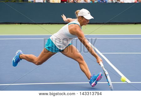 Mason Ohio - August 16 2016: Yulia Putintseva in a match at the Western and Southern Open in Mason Ohio on August 16 2016.
