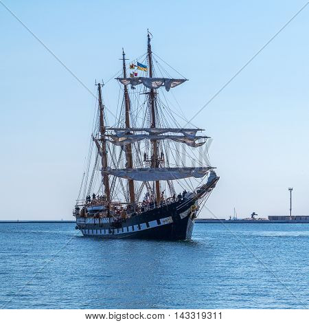 Odessa, Ukraine August 15, 2016: Training Barquentine Italian Navy 