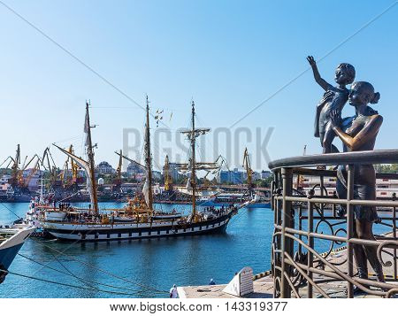 Odessa, Ukraine August 15, 2016: Training Barquentine Italian Navy 