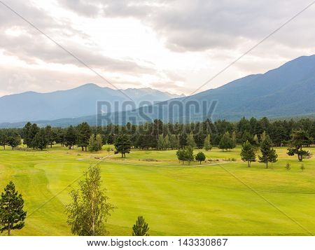 A View Of The Peaks Of Pirin Mountain (vihren And Todorka) Golf Club, Razlog, Bulgaria