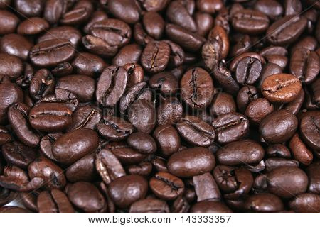 Coffee beans closeup on fullframe macro brown