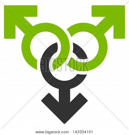 Group Gay Sex icon. Vector style is bicolor flat iconic symbol with rounded angles, eco green and gray colors, white background.
