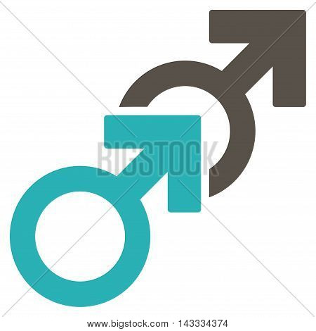 Gay Sex icon. Vector style is bicolor flat iconic symbol with rounded angles, grey and cyan colors, white background.