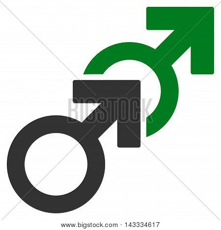 Gay Sex icon. Vector style is bicolor flat iconic symbol with rounded angles, green and gray colors, white background.