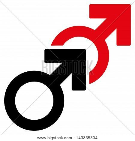 Gay Sex icon. Vector style is bicolor flat iconic symbol with rounded angles, intensive red and black colors, white background.