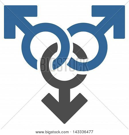Group Gay Sex icon. Vector style is bicolor flat iconic symbol with rounded angles, cobalt and gray colors, white background.