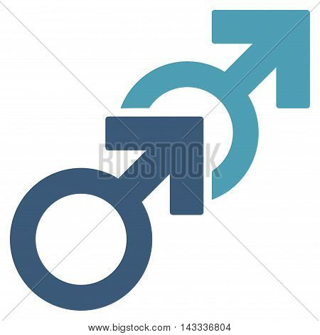 Gay Sex icon. Vector style is bicolor flat iconic symbol with rounded angles, cyan and blue colors, white background.