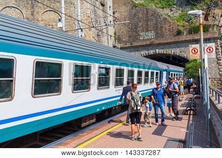Train Station In Riomaggiore, Cinqueterre, Italy