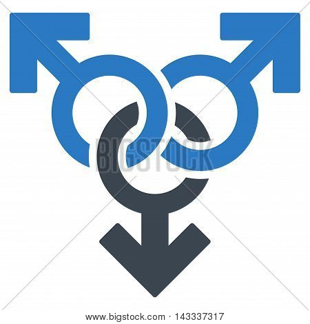 Group Gay Sex icon. Vector style is bicolor flat iconic symbol with rounded angles, smooth blue colors, white background.