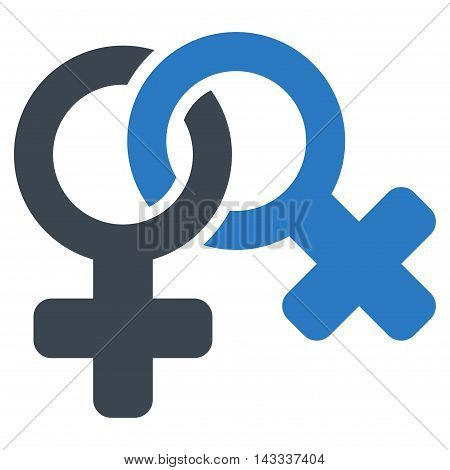 Lesbi Symbol icon. Vector style is bicolor flat iconic symbol with rounded angles, smooth blue colors, white background.