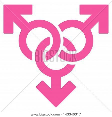 Group Gay Sex icon. Vector style is flat iconic symbol with rounded angles, pink color, white background.