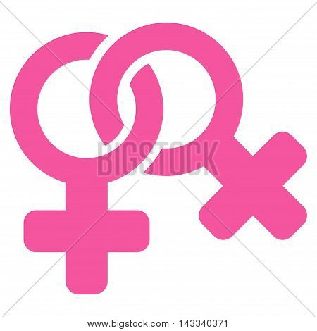 Lesbi Symbol icon. Vector style is flat iconic symbol with rounded angles, pink color, white background.