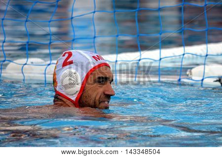 Budapest, Hungary - Jul 17, 2014.	BRGULJAN Drasko (MNE, 2). The Waterpolo European Championship was held in Alfred Hajos Swimming Centre in 2014.