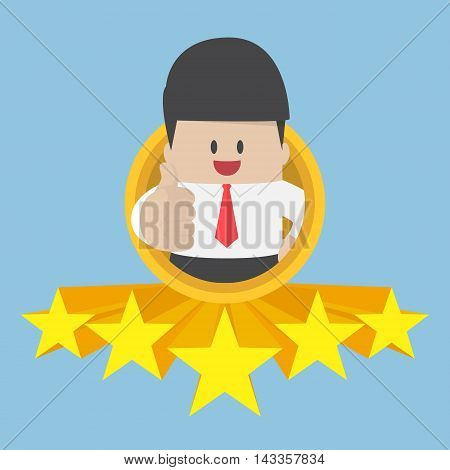 Businessman Thumbs Up With Five Star Rating