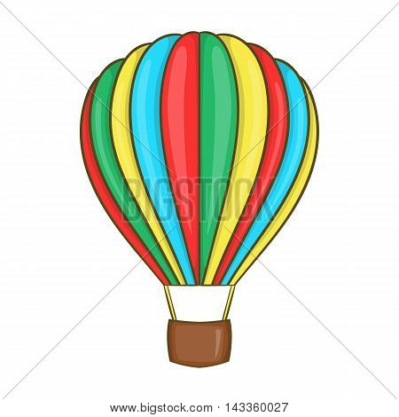 Colorful air balloon icon in cartoon style on a white background