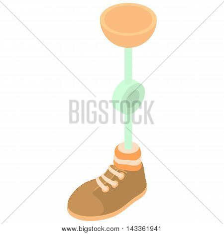 Prosthetic leg icon in cartoon style on a white background