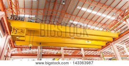 overhead travveling crane in a construction hall