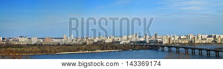 Kiev landscape. Panorama overlooking the left bank of the Dnieper