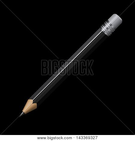 A black pencil on the black background, Vector illustration,