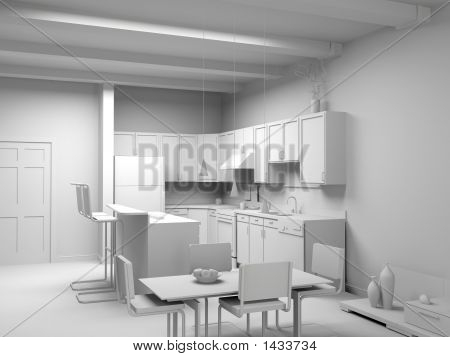 Leere moderne Küche-Interieur