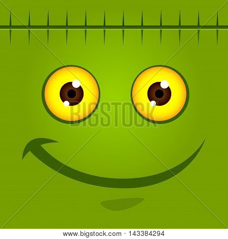 Vector stock of green monster face for halloween background