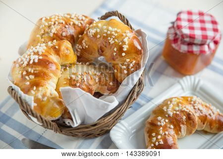 freshyl baked sweet pastry, home made croissant