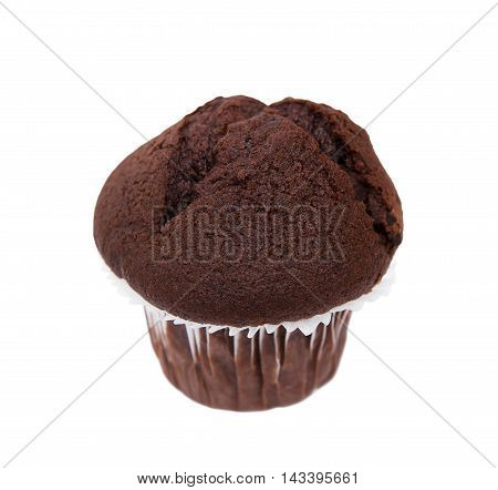 Chocolate muffin isolated on the white background