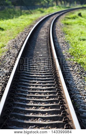 old railroad tracks at railway station transportation