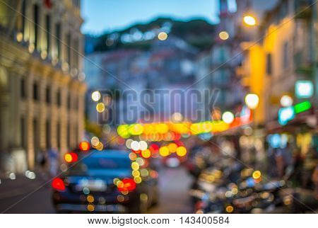 bokeh city light car night live red green