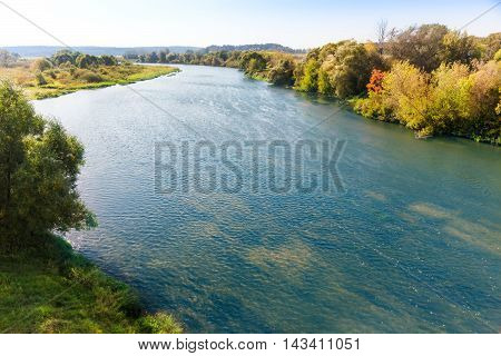 Bend of the river on sunny day