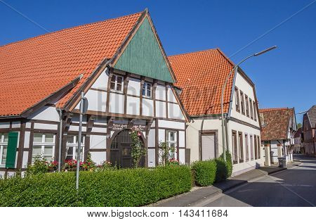 STEINFURT, GERMANY - AUGUST 17, 2016: Street with old houses in the center of Steinfurt, Germany