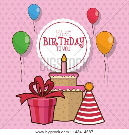 gift balloons cale celebration happy birthday icon. Colorful design. Vector illustration