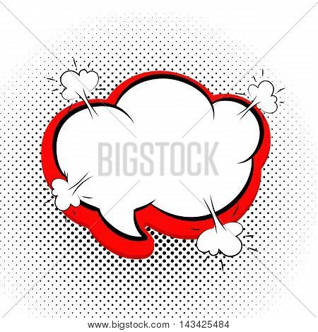 Speech red bubble Pop-Art Style. lichtenstein pop art. Pop art comic background with space for coments. Explosion bubble collision - funny balloon comics book background template. Vector illustration