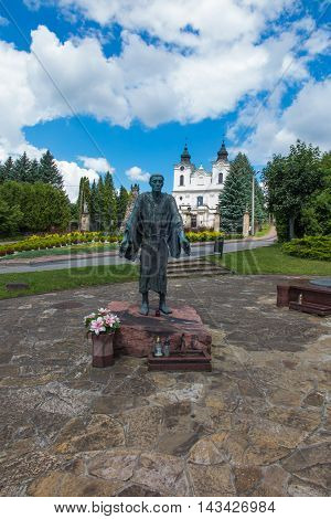 Dukla Poland - July 20 2016: Monument and Shrine of St. John of Dukla in Poland Bernardine monastery fathers