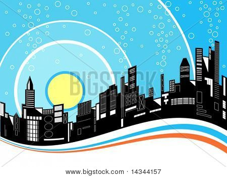 Bearbeitbare Vektor-Illustration der Skyline der Stadt