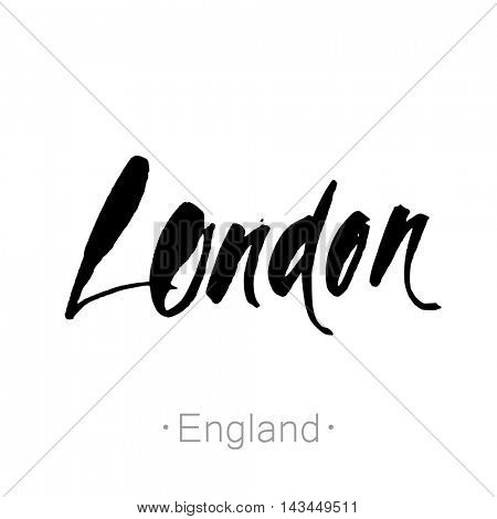 London, England, UK hand-lettering calligraphy. London hand drawn vector stock illustration. Modern brush ink. Isolated on white background.